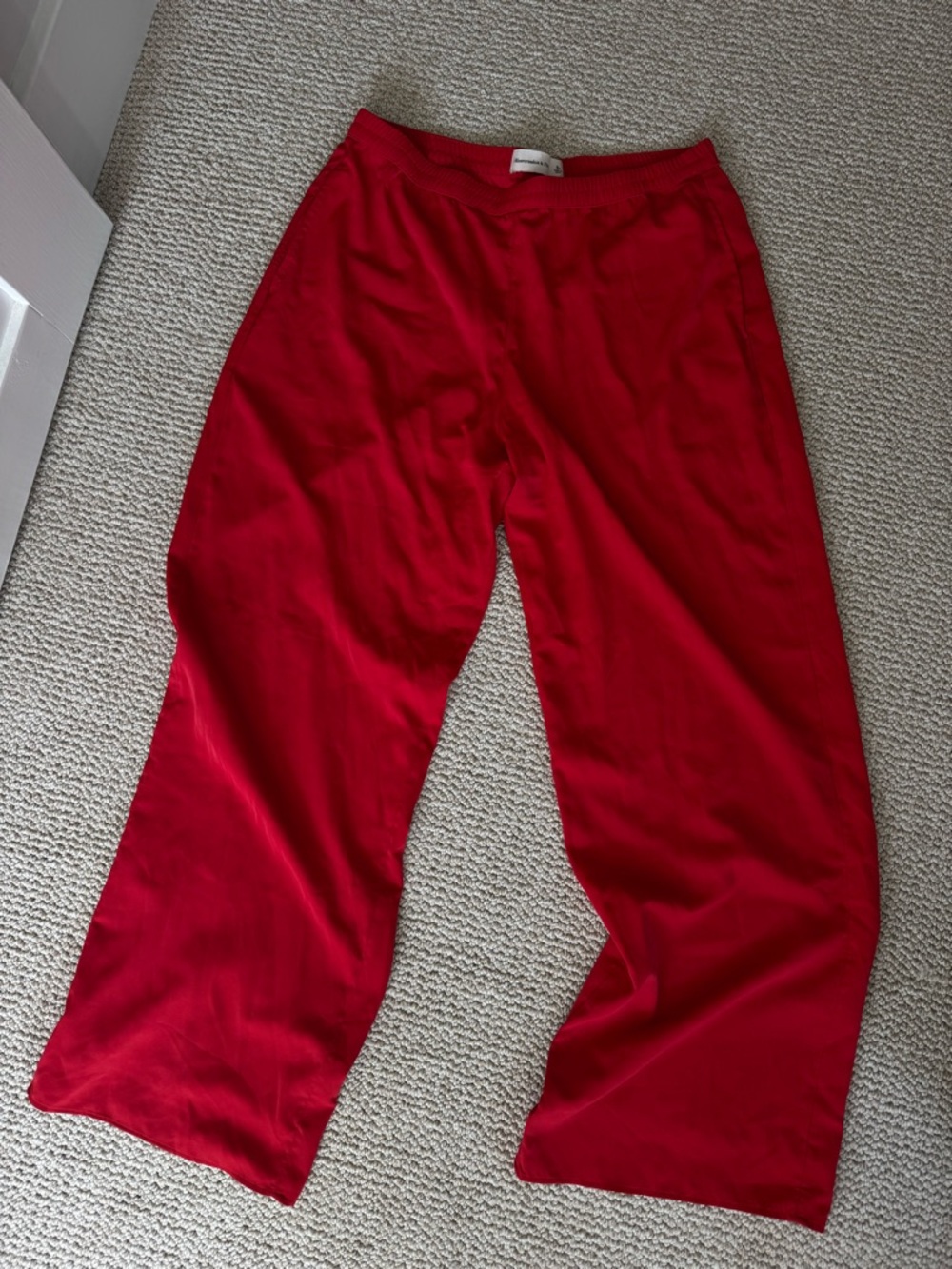 Abercrombie & Fitch Bright Red Satin Pants, Wide leg